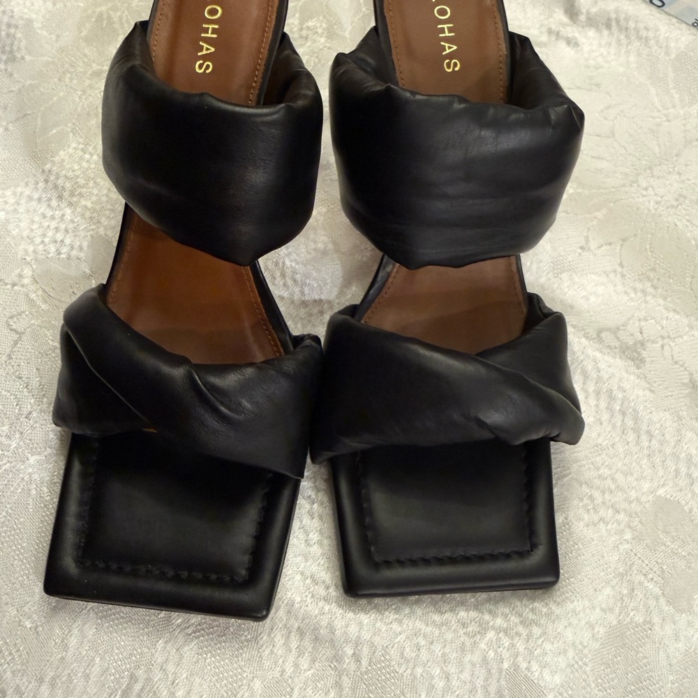 Alohas Natasha Puffy Leather Mule Heels Black EU 40 - Picture 5 of 12